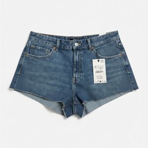 Zara High-Rise Raw Hem Denim Shorts - Size 42
